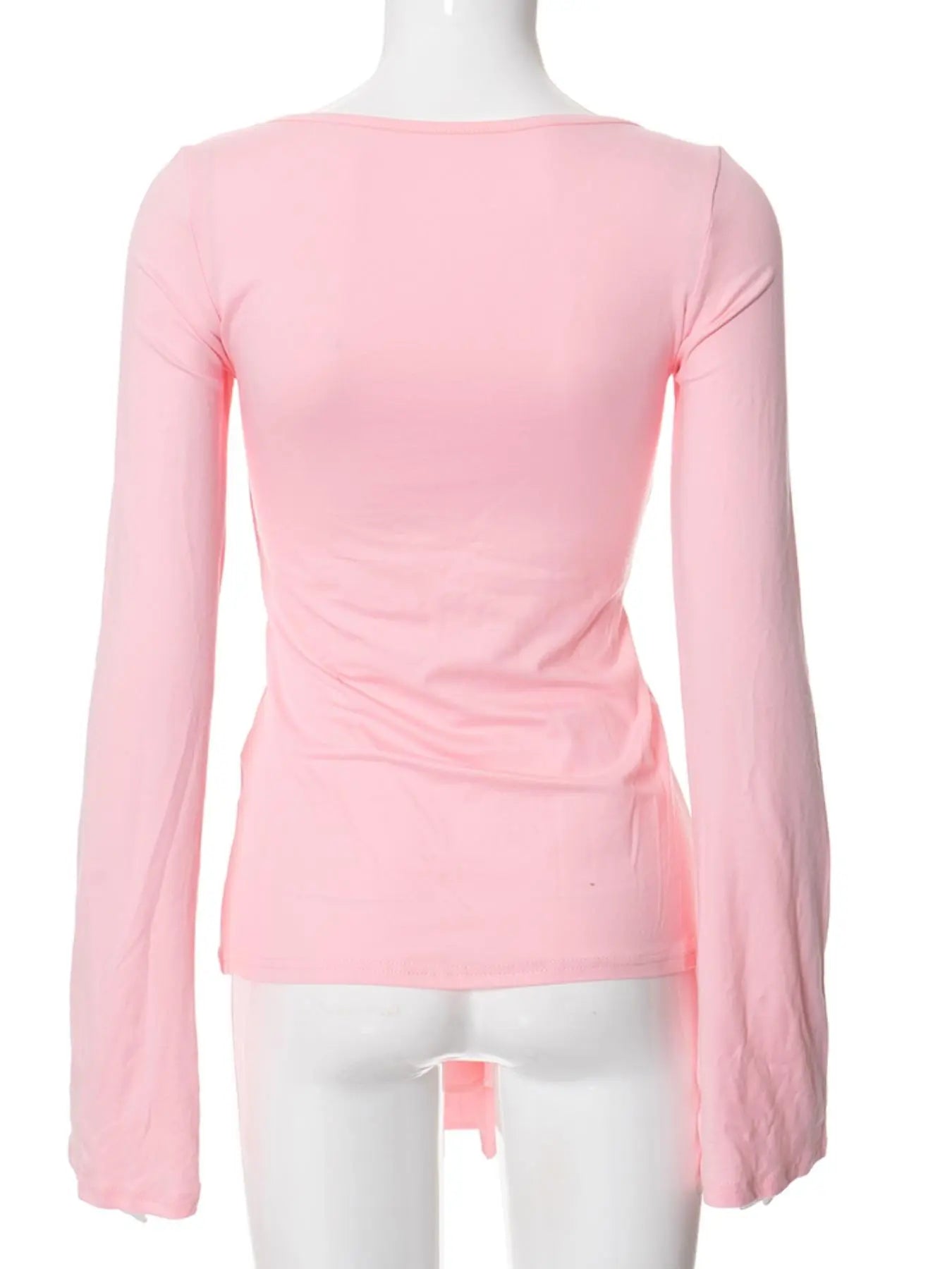 Women'S Solid Knot Front Split Hem Tee, Casual Chic Basic Feminine Long Sleeve Sweetheart Neck T-Shirt for Fall, Women'S Clothing for Daily Wear Top